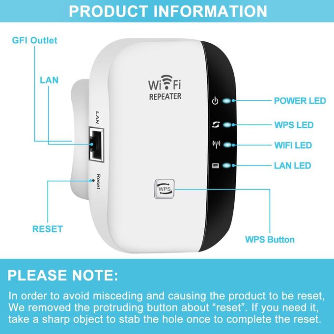 Répéteur Amplificateur Booster Extension Wifi 300mbps 2.4GHz IEEE 802.11 b/g/n