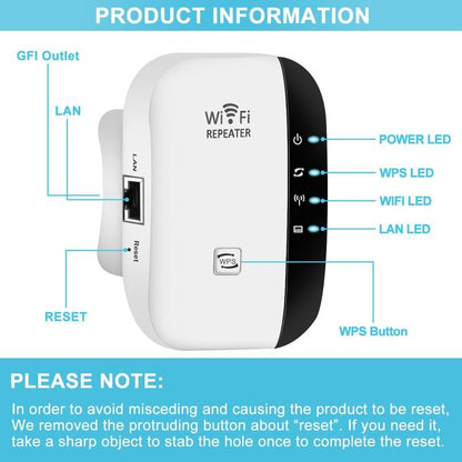 Répéteur Amplificateur Booster Extension Wifi 300mbps 2.4GHz IEEE 802.11 b/g/n