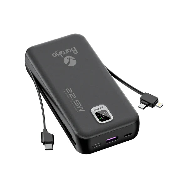 Power Bank 10000mAh Noir - Type-C, USB & Câbles Intégrés