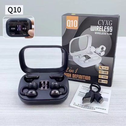 TWS Q10 – Écouteurs Sans Fil 2 en 1 avec Affichage Batterie