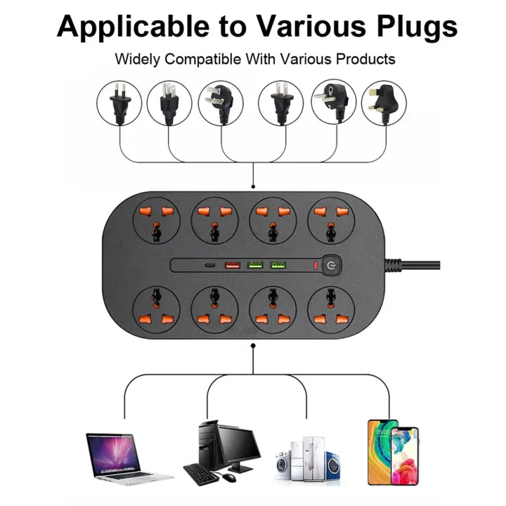 Power Extension T22 Socket 4.2a 3 Usb 8 Socket 1 Pd 3000w [id: 11184]